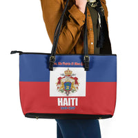 Second Empire of Haiti 1849-1859 Leather Tote Bag Anpi an Ayiti Flag Style