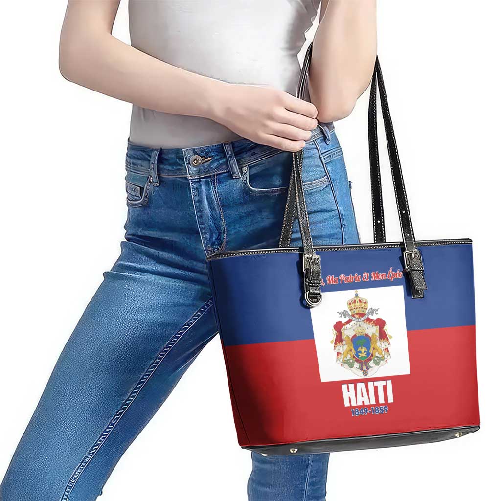 Second Empire of Haiti 1849-1859 Leather Tote Bag Anpi an Ayiti Flag Style