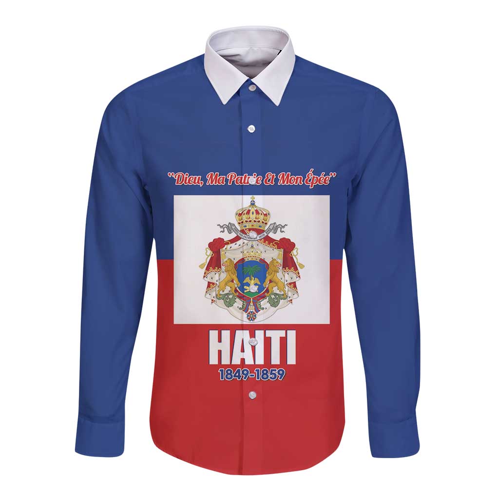 Personalised Second Empire of Haiti 1849-1859 Long Sleeve Button Shirt Anpi an Ayiti Flag Style