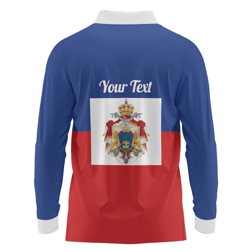 Personalised Second Empire of Haiti 1849-1859 Long Sleeve Polo Shirt Anpi an Ayiti Flag Style