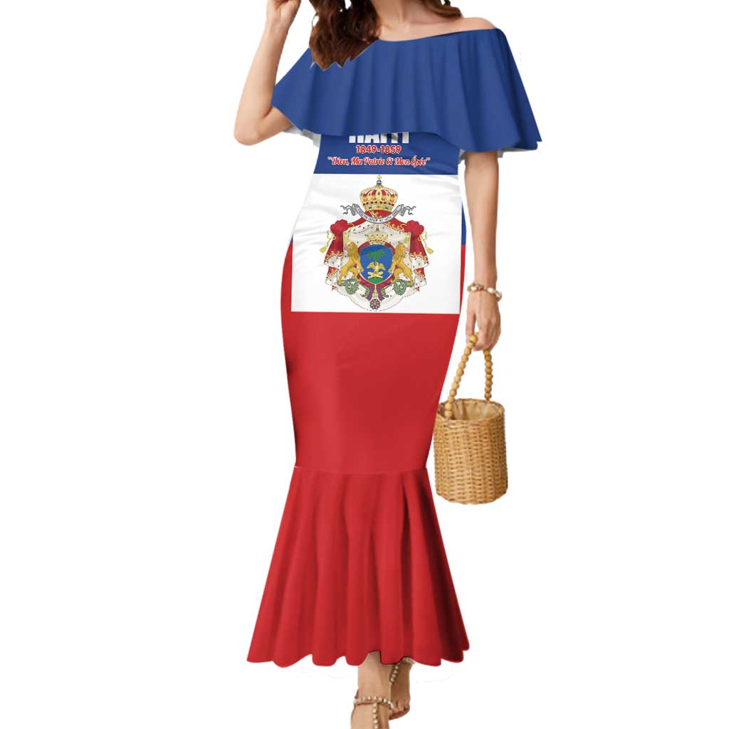 Personalised Second Empire of Haiti 1849-1859 Mermaid Dress Anpi an Ayiti Flag Style