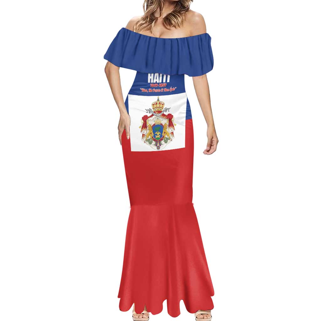 Personalised Second Empire of Haiti 1849-1859 Mermaid Dress Anpi an Ayiti Flag Style