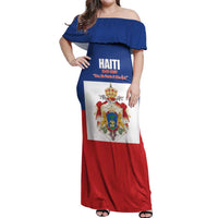 Personalised Second Empire of Haiti 1849-1859 Off Shoulder Maxi Dress Anpi an Ayiti Flag Style