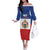 Personalised Second Empire of Haiti 1849-1859 Off The Shoulder Long Sleeve Dress Anpi an Ayiti Flag Style