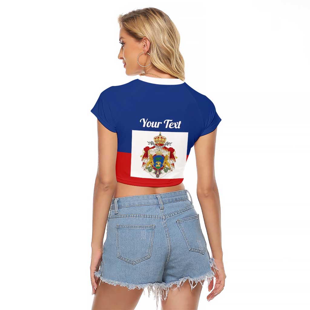 Personalised Second Empire of Haiti 1849-1859 Raglan Cropped T Shirt Anpi an Ayiti Flag Style