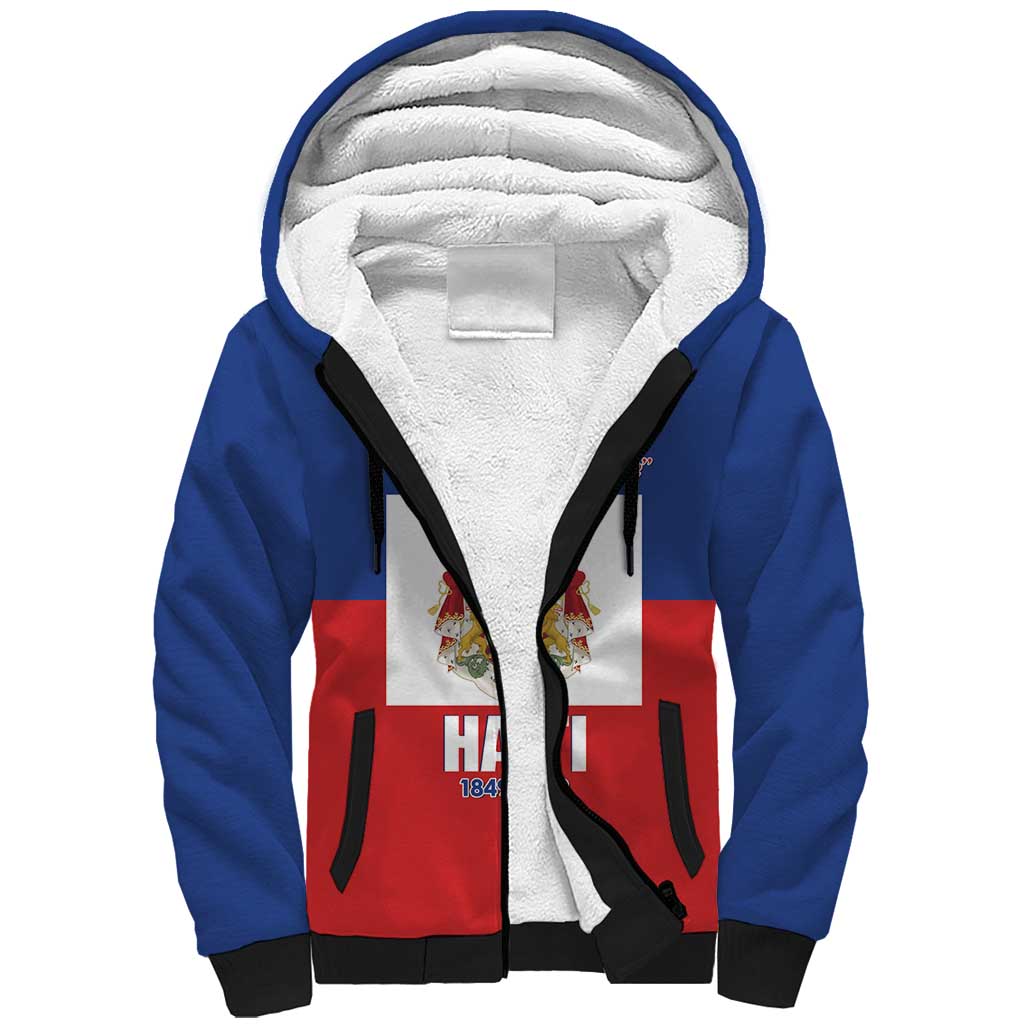 Personalised Second Empire of Haiti 1849-1859 Sherpa Hoodie Anpi an Ayiti Flag Style