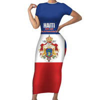 Personalised Second Empire of Haiti 1849-1859 Short Sleeve Bodycon Dress Anpi an Ayiti Flag Style