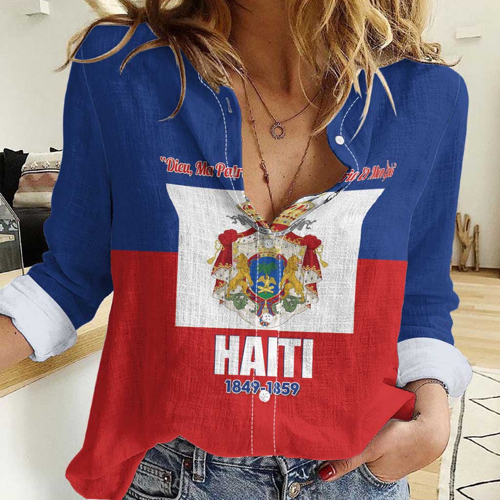 Personalised Second Empire of Haiti 1849-1859 Women Casual Shirt Anpi an Ayiti Flag Style