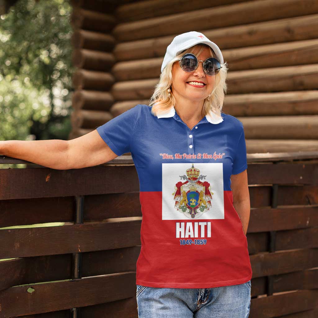 Personalised Second Empire of Haiti 1849-1859 Women Polo Shirt Anpi an Ayiti Flag Style
