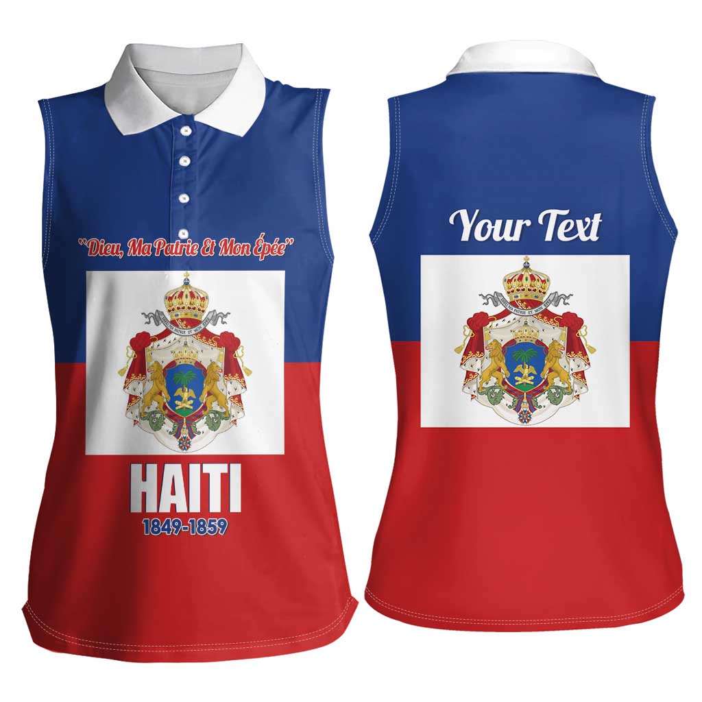 Personalised Second Empire of Haiti 1849-1859 Women Sleeveless Polo Shirt Anpi an Ayiti Flag Style