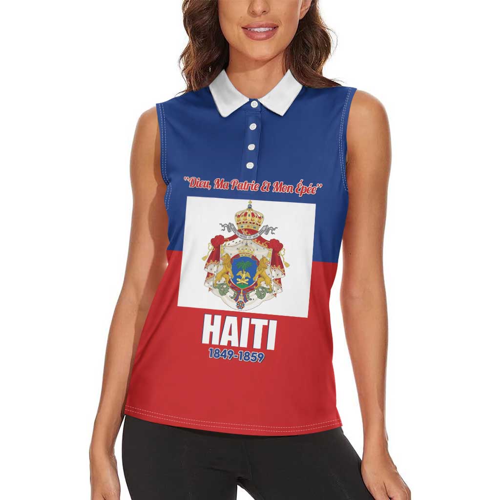 Personalised Second Empire of Haiti 1849-1859 Women Sleeveless Polo Shirt Anpi an Ayiti Flag Style