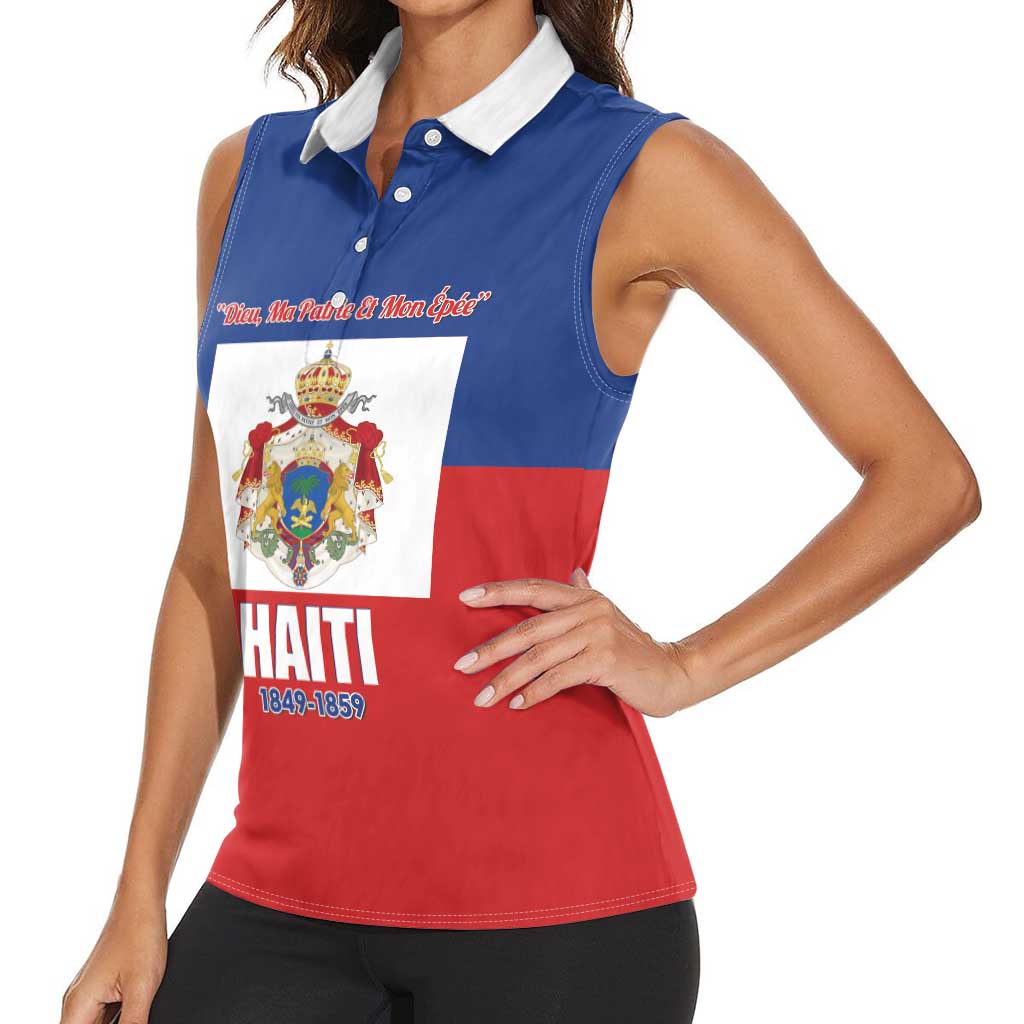 Personalised Second Empire of Haiti 1849-1859 Women Sleeveless Polo Shirt Anpi an Ayiti Flag Style