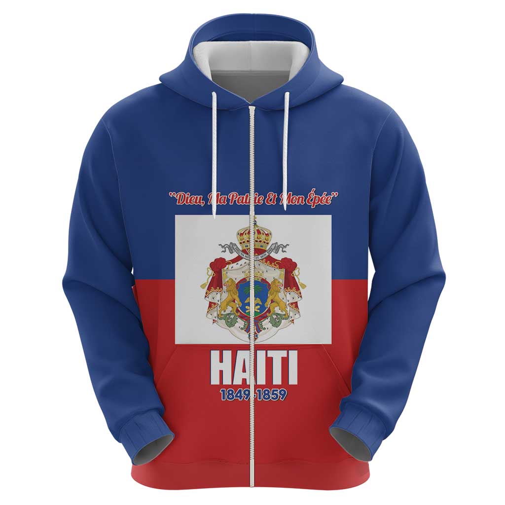 Personalised Second Empire of Haiti 1849-1859 Zip Hoodie Anpi an Ayiti Flag Style