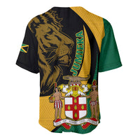 Jamaica Baseball Jersey Jumieka Coat Of Arms Lion Mix African Pattern - Wonder Print Shop