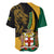 Jamaica Baseball Jersey Jumieka Coat Of Arms Lion Mix African Pattern - Wonder Print Shop