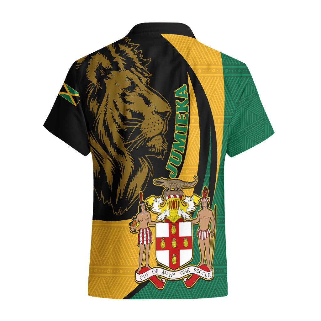 Jamaica Hawaiian Shirt Jumieka Coat Of Arms Lion Mix African Pattern - Wonder Print Shop