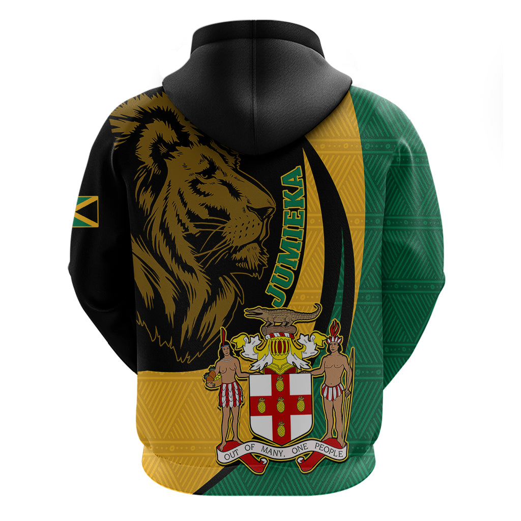 Jamaica Hoodie Jumieka Coat Of Arms Lion Mix African Pattern - Wonder Print Shop