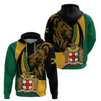 Jamaica Hoodie Jumieka Coat Of Arms Lion Mix African Pattern - Wonder Print Shop
