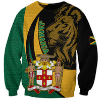 Jamaica Sweatshirt Jumieka Coat Of Arms Lion Mix African Pattern - Wonder Print Shop