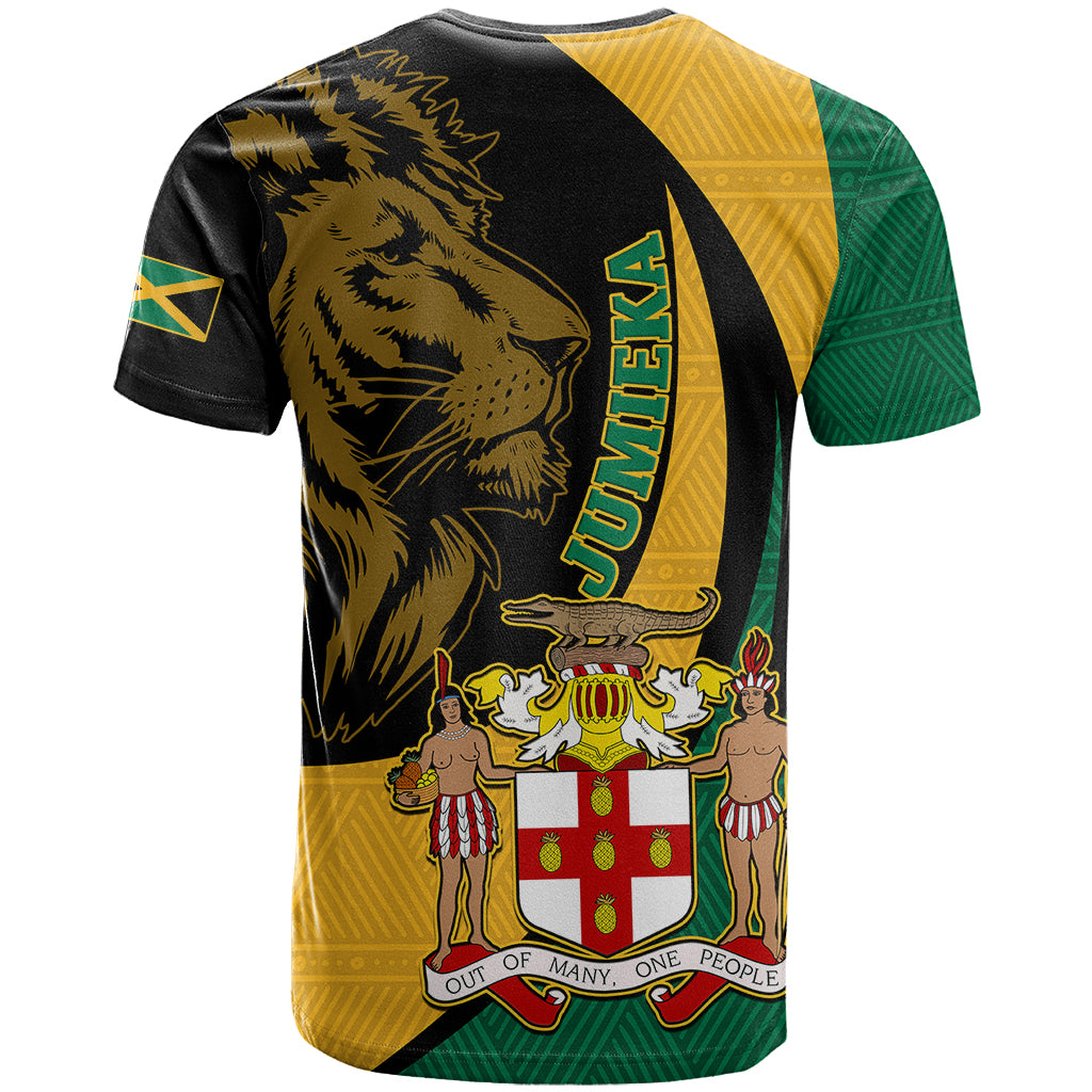Jamaica T Shirt Jumieka Coat Of Arms Lion Mix African Pattern - Wonder Print Shop