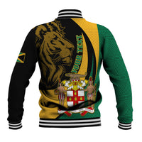 Personalised Jamaica Baseball Jacket Jumieka Coat Of Arms Lion Mix African Pattern - Wonder Print Shop