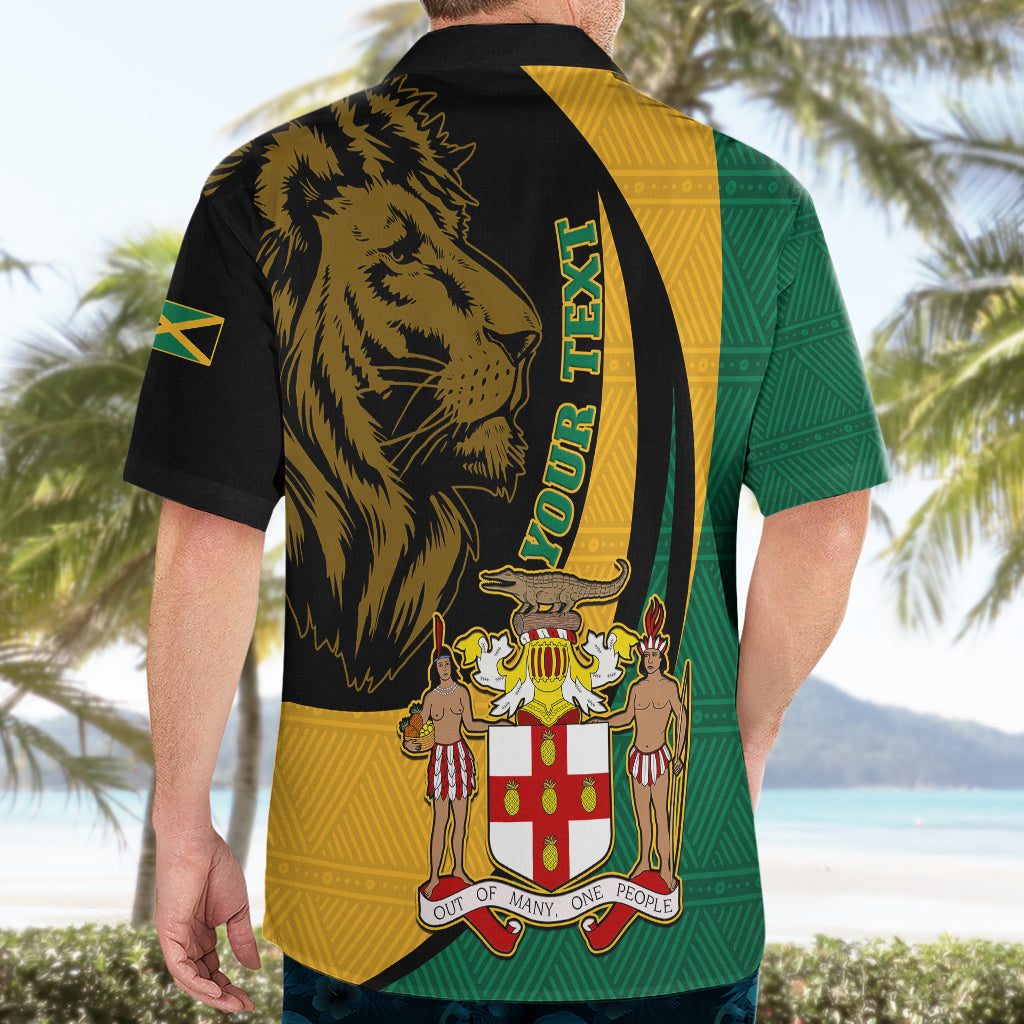 Personalised Jamaica Hawaiian Shirt Jumieka Coat Of Arms Lion Mix African Pattern - Wonder Print Shop