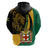 Personalised Jamaica Hoodie Jumieka Coat Of Arms Lion Mix African Pattern - Wonder Print Shop