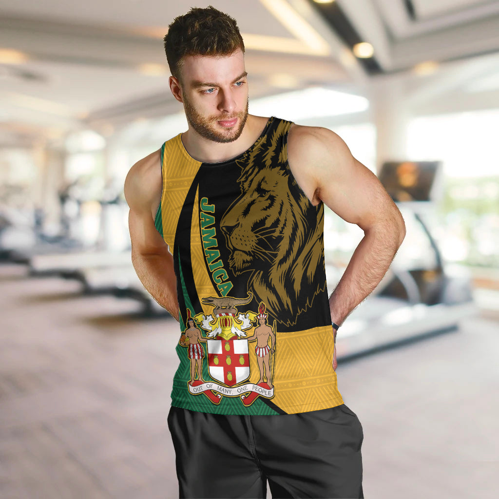 personalised-jamaica-men-tank-top-jumieka-coat-of-arms-lion-mix-african-pattern