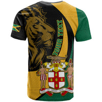 Personalised Jamaica T Shirt Jumieka Coat Of Arms Lion Mix African Pattern - Wonder Print Shop