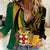 Personalised Jamaica Women Casual Shirt Jumieka Coat Of Arms Lion Mix African Pattern - Wonder Print Shop