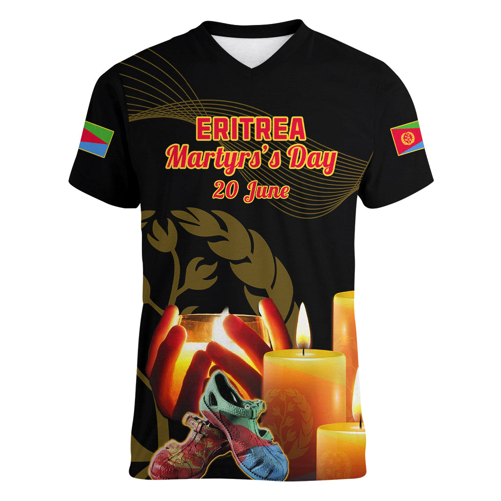 20 June Eritrea Martyrs Day Women V Neck T Shirt Glory To Our Martyrs - Wonder Print Shop