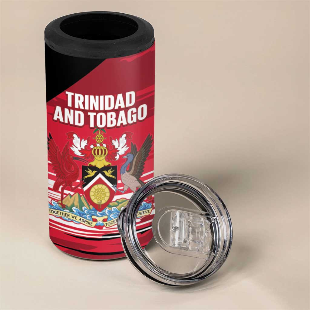 Custom Trinidad and Tobago Football 4 in 1 Can Cooler Tumbler 2025 Grunge Version - Wonder Print Shop