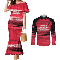 Custom Trinidad and Tobago Football Couples Matching Mermaid Dress and Long Sleeve Button Shirt 2025 Grunge Version - Wonder Print Shop