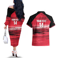 Custom Trinidad and Tobago Football Couples Matching Off The Shoulder Long Sleeve Dress and Hawaiian Shirt 2025 Grunge Version - Wonder Print Shop
