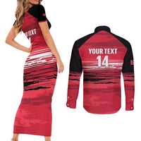 Custom Trinidad and Tobago Football Couples Matching Short Sleeve Bodycon Dress and Long Sleeve Button Shirt 2025 Grunge Version - Wonder Print Shop