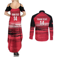 Custom Trinidad and Tobago Football Couples Matching Summer Maxi Dress and Long Sleeve Button Shirt 2025 Grunge Version - Wonder Print Shop