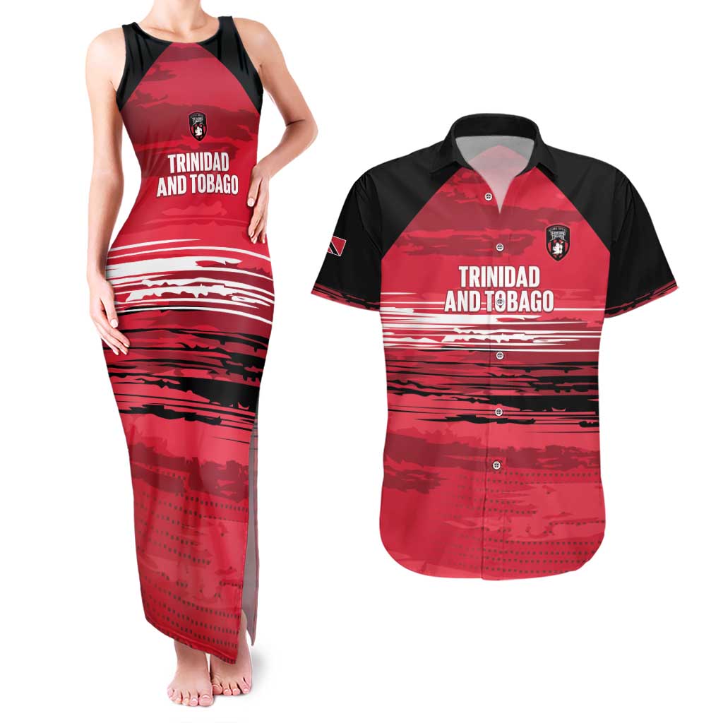 Custom Trinidad and Tobago Football Couples Matching Tank Maxi Dress and Hawaiian Shirt 2025 Grunge Version - Wonder Print Shop