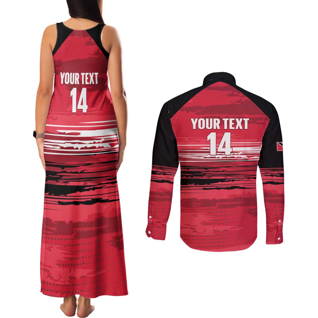 Custom Trinidad and Tobago Football Couples Matching Tank Maxi Dress and Long Sleeve Button Shirt 2025 Grunge Version - Wonder Print Shop