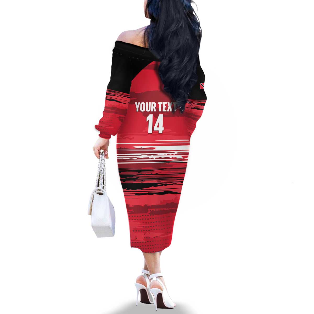 Custom Trinidad and Tobago Football Family Matching Off The Shoulder Long Sleeve Dress and Hawaiian Shirt 2025 Grunge Version - Wonder Print Shop