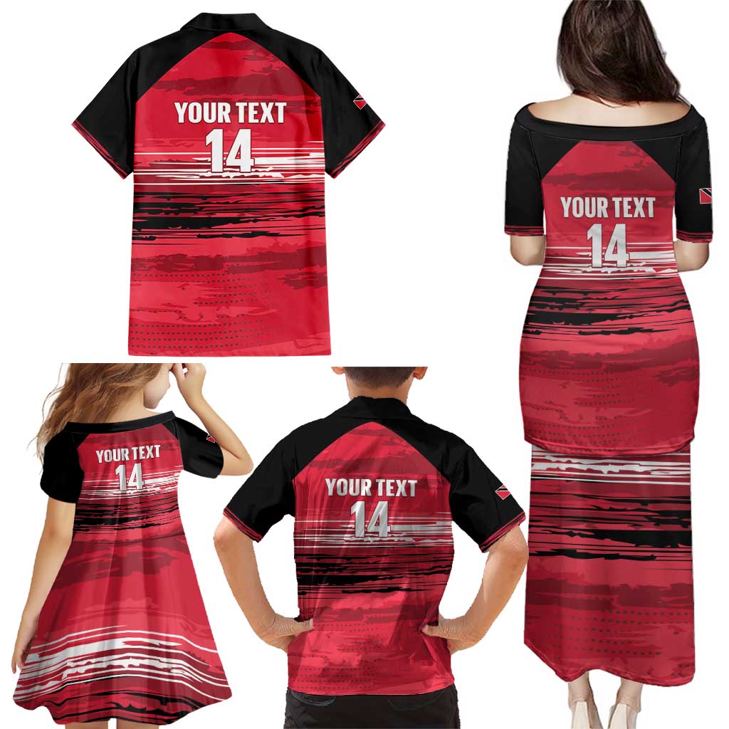 Custom Trinidad and Tobago Football Family Matching Puletasi and Hawaiian Shirt 2025 Grunge Version - Wonder Print Shop