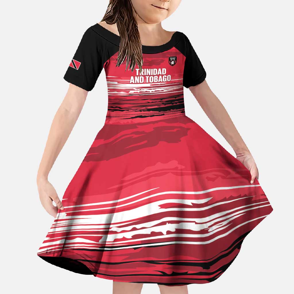 Custom Trinidad and Tobago Football Family Matching Short Sleeve Bodycon Dress and Hawaiian Shirt 2025 Grunge Version - Wonder Print Shop