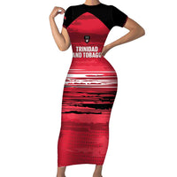 Custom Trinidad and Tobago Football Family Matching Short Sleeve Bodycon Dress and Hawaiian Shirt 2025 Grunge Version - Wonder Print Shop