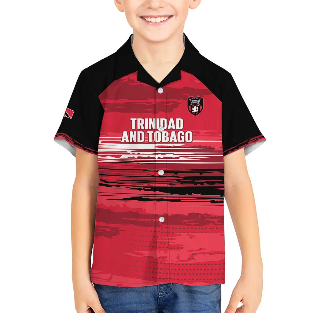 Custom Trinidad and Tobago Football Family Matching Short Sleeve Bodycon Dress and Hawaiian Shirt 2025 Grunge Version - Wonder Print Shop