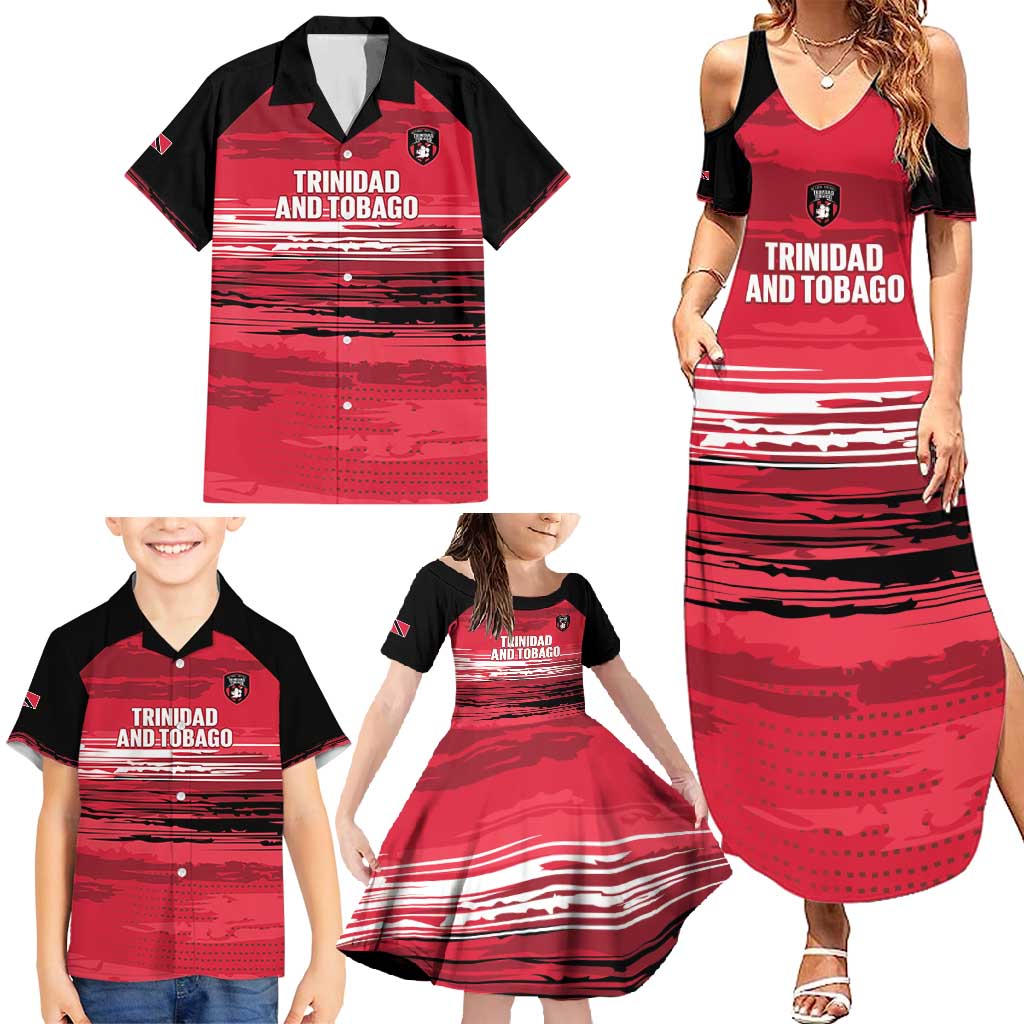 Custom Trinidad and Tobago Football Family Matching Summer Maxi Dress and Hawaiian Shirt 2025 Grunge Version - Wonder Print Shop