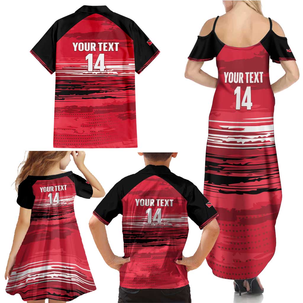 Custom Trinidad and Tobago Football Family Matching Summer Maxi Dress and Hawaiian Shirt 2025 Grunge Version - Wonder Print Shop