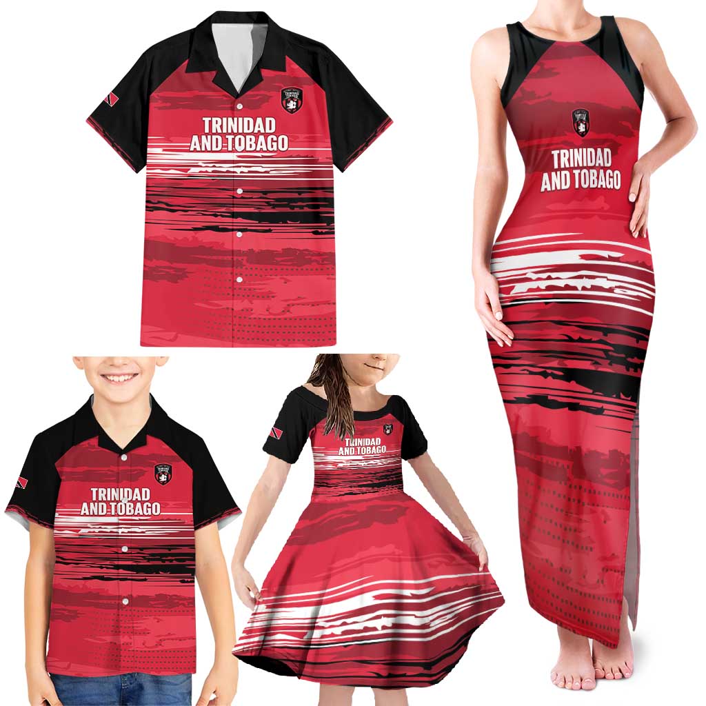 Custom Trinidad and Tobago Football Family Matching Tank Maxi Dress and Hawaiian Shirt 2025 Grunge Version - Wonder Print Shop