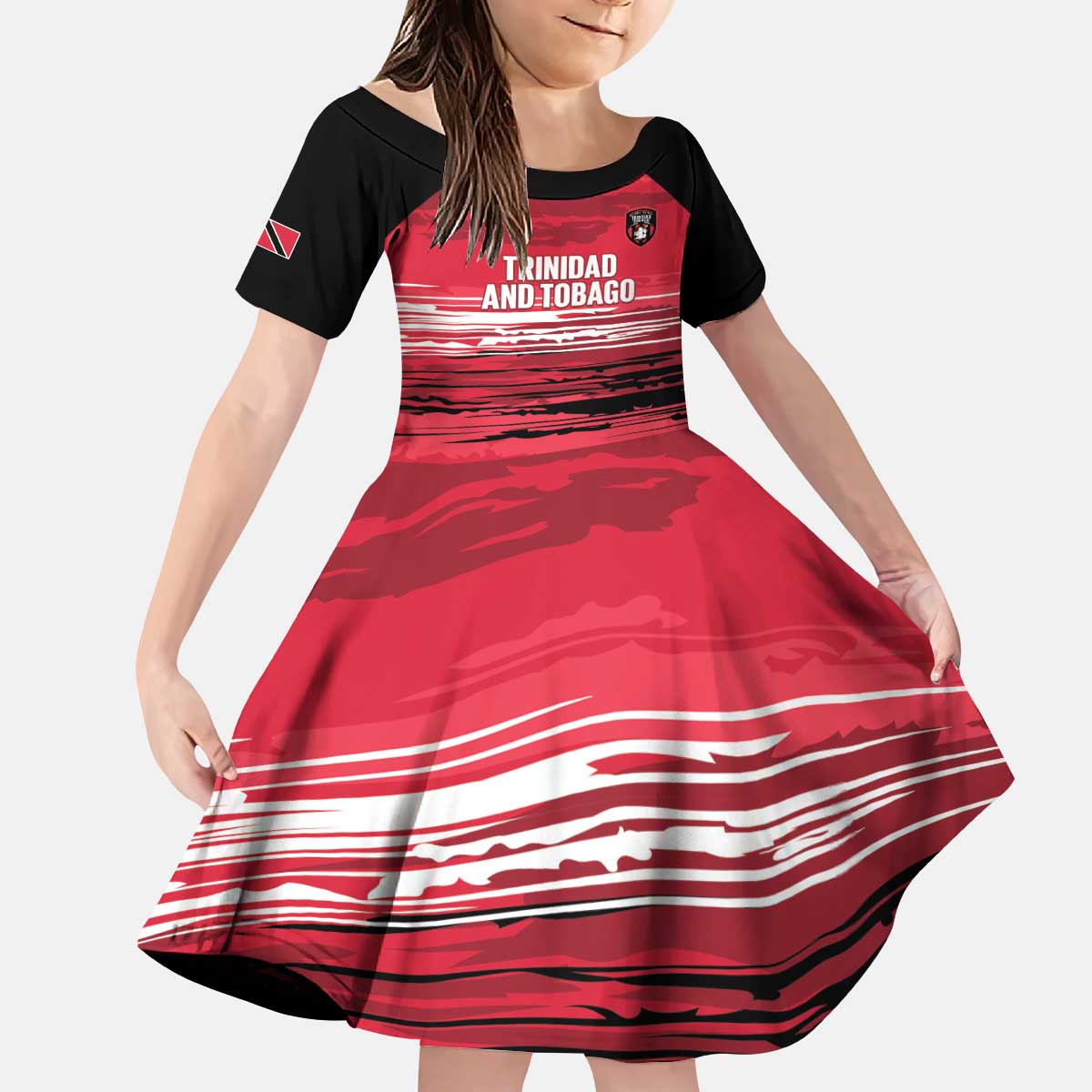Custom Trinidad and Tobago Football Kid Short Sleeve Dress 2025 Grunge Version - Wonder Print Shop