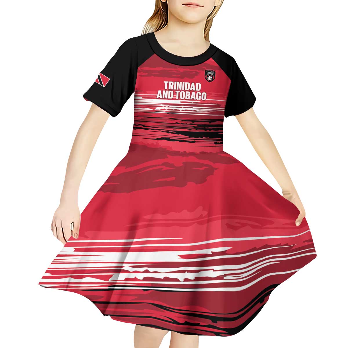 Custom Trinidad and Tobago Football Kid Short Sleeve Dress 2025 Grunge Version - Wonder Print Shop