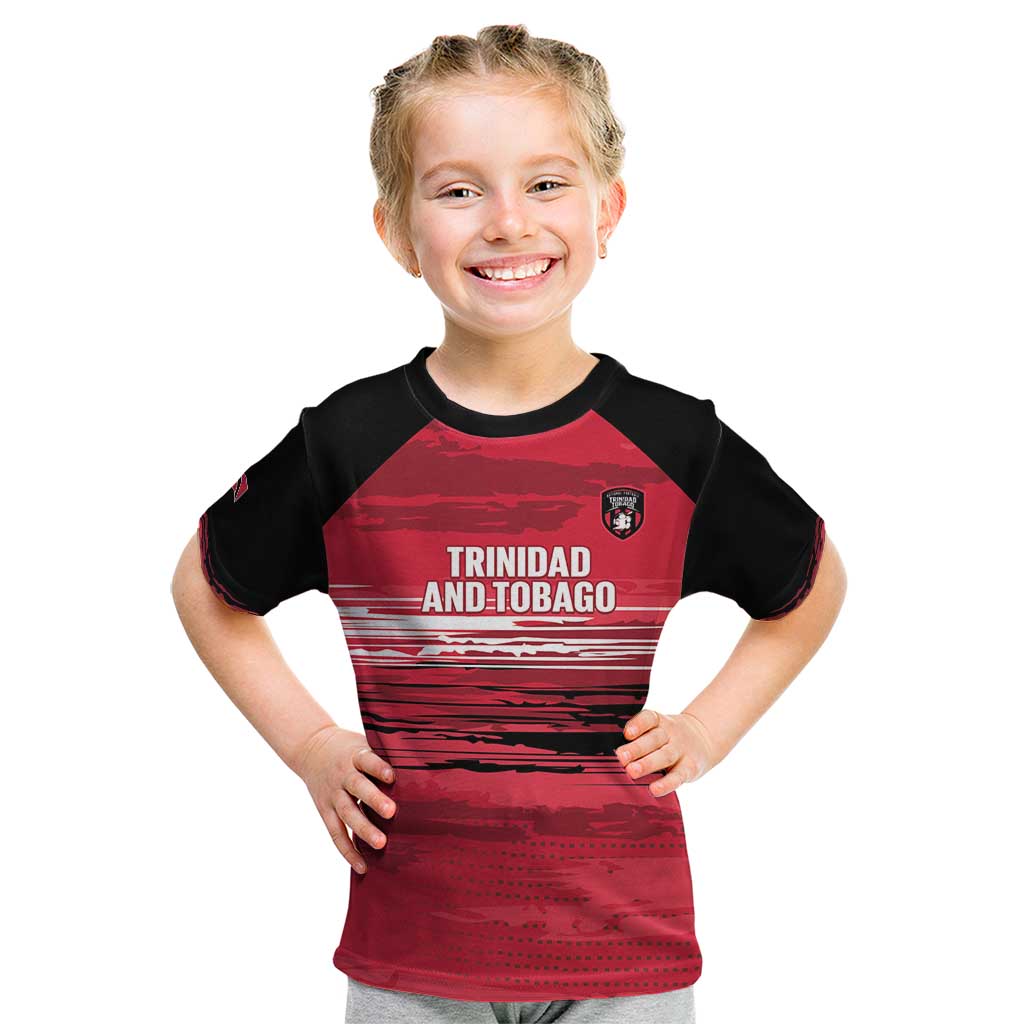 Custom Trinidad and Tobago Football Kid T Shirt 2025 Grunge Version - Wonder Print Shop