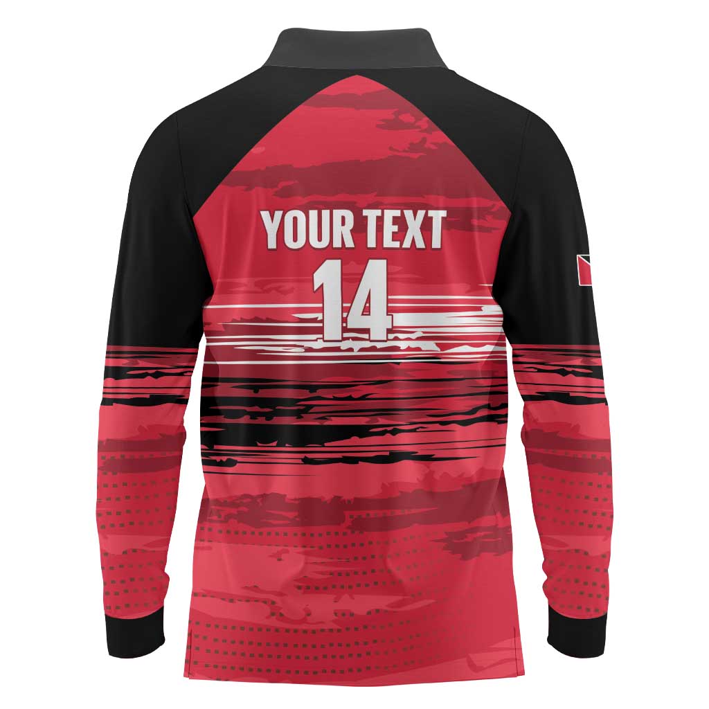 Custom Trinidad and Tobago Football Long Sleeve Polo Shirt 2025 Grunge Version - Wonder Print Shop